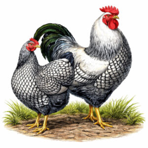 Silver laced Wyandotte chickens...