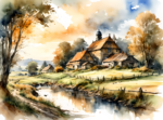 Country home by the stream